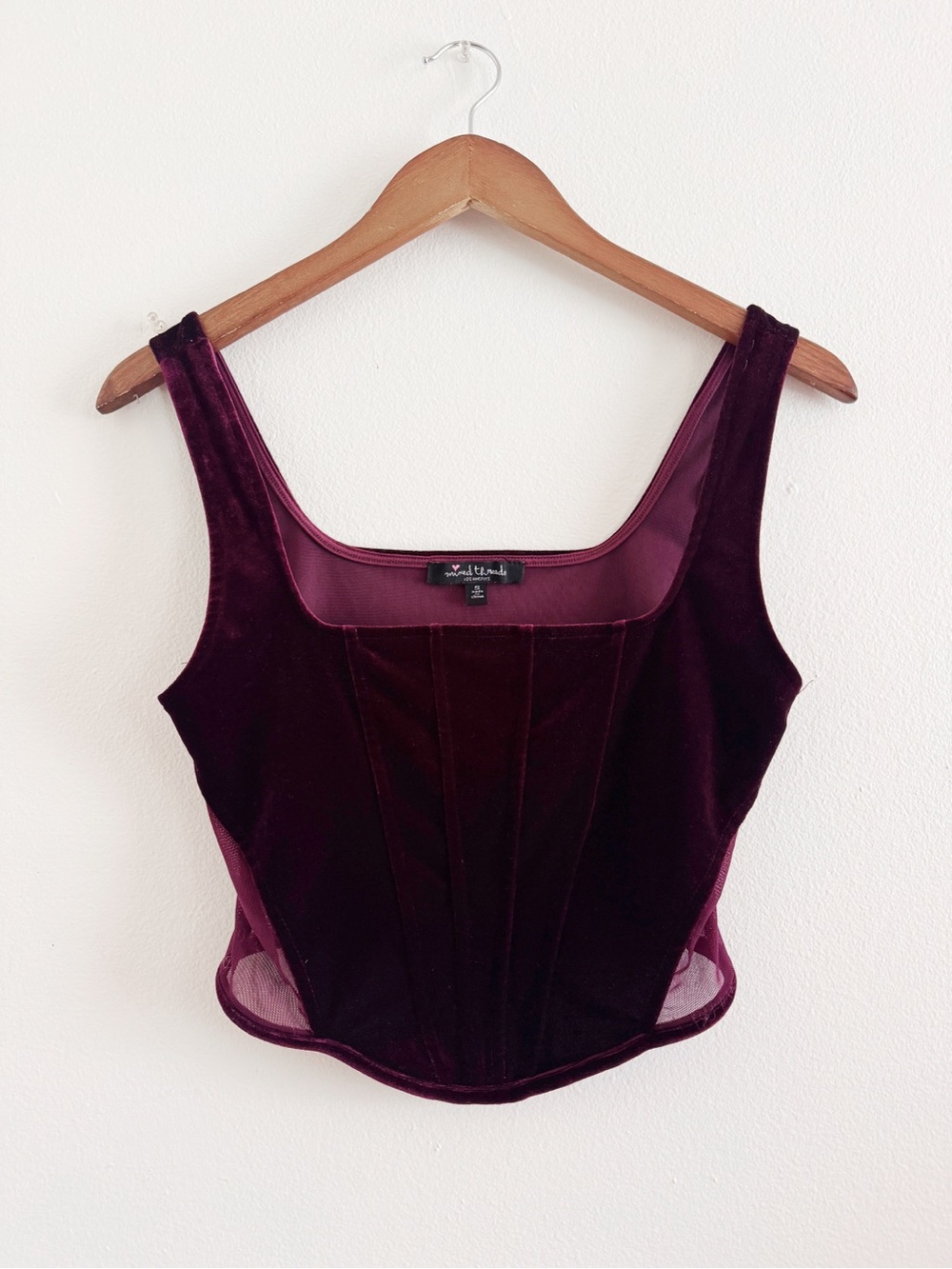 Mixed Threads Los Angeles Velvet Corset Top in Deep Plum small